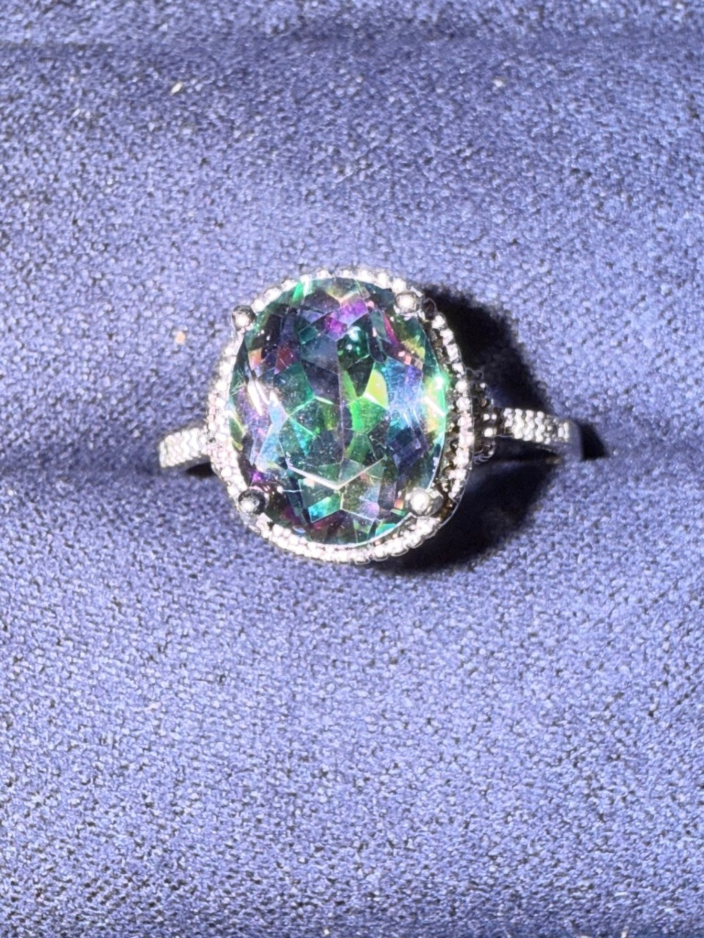 Oval 3.42 ct Natural Mystic Topaz & Diamond Ring